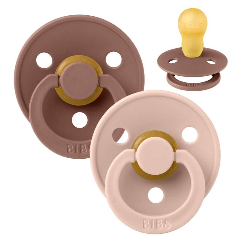 Bibs Rund Colour Napp - 2-Pack - strl. 2 - naturgummi - Woodchuck/Blush 