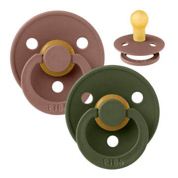 Bibs Rund Colour Napp - 2-Pack - strl. 2 - naturgummi - Woodchuck/Hunter Green 