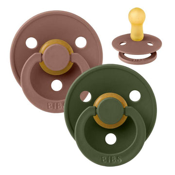 Bibs Rund Colour Napp - 2-Pack - strl. 1 - naturgummi - Woodchuck/Jägaregrön 