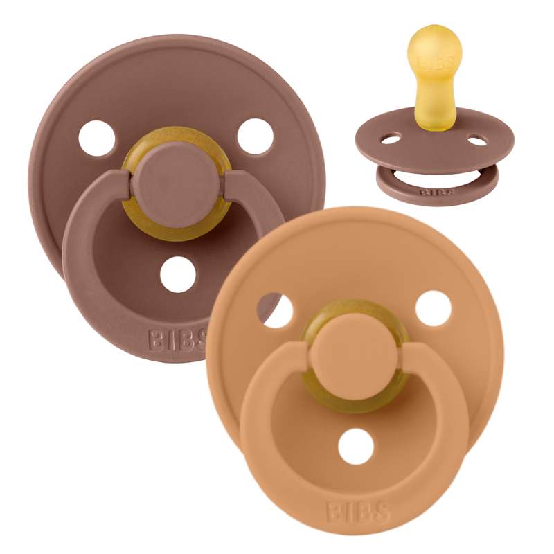 Bibs Rund Colour Napp - 2-Pack - strl. 2 - naturgummi - Woodchuck/Pumpkin 