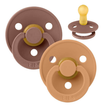 Bibs Rund Colour Napp - 2-Pack - strl. 2 - naturgummi - Woodchuck/Pumpkin 