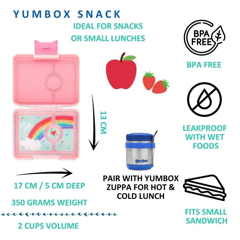 Yumbox Matlåda - Minisnack - 3 rum - Miami Aqua/Regnbåge 