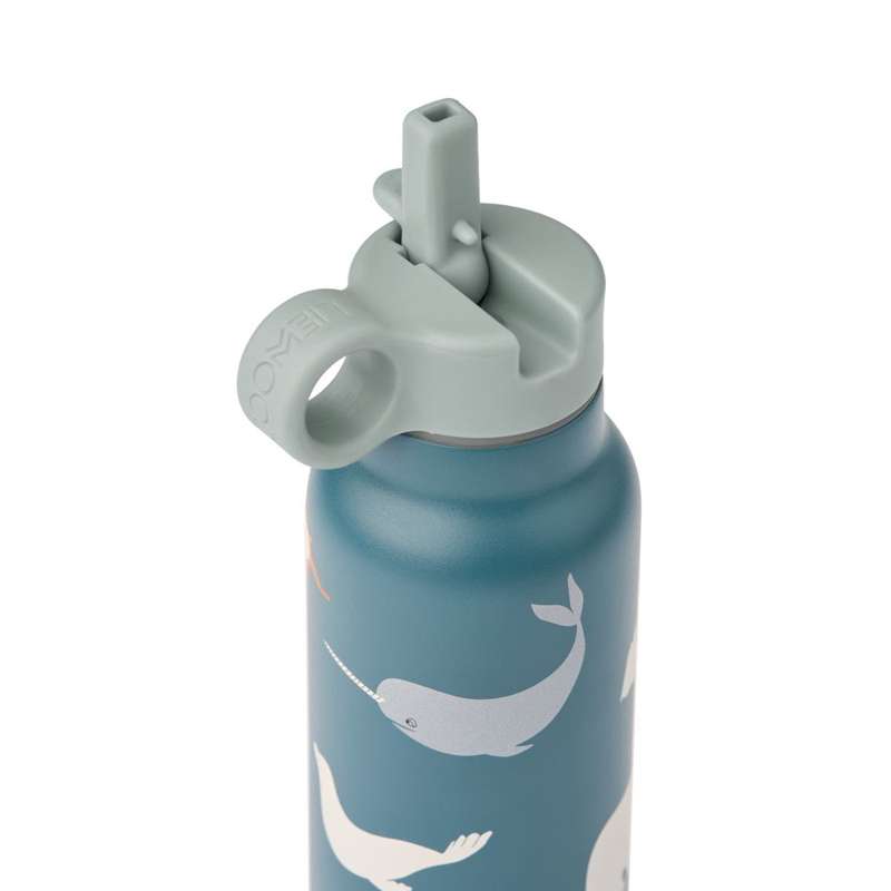 Liewood Falk Drickflaska - Rostfritt Stål - 350 ml. - Arctic Sea/ Ocean View 