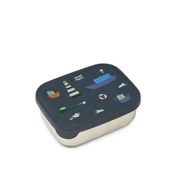 Liewood Arthur Ruminddelt Matlåda - Stål/Silikon - Segling/Klassisk Marin 