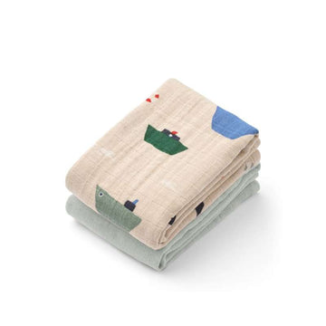 Liewood Lewis Muslin Tygbleck - 2-pack - Sailing/Dove Blue Mix 