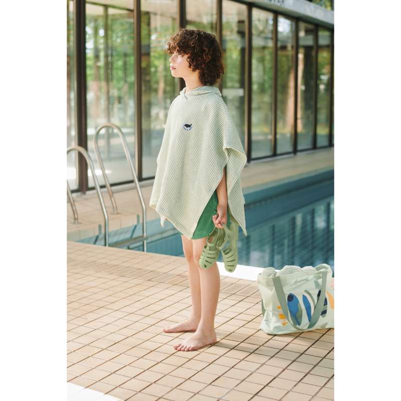 Liewood Paco Poncho - Broderad - Y/D Rand Pepparmint/Crème de la Crème 