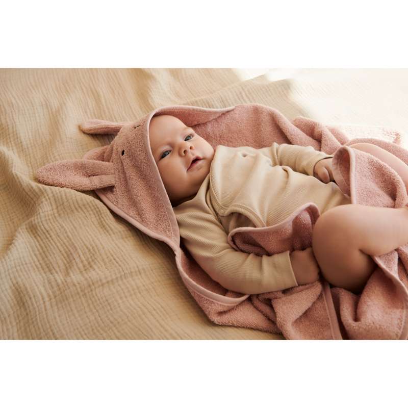 Liewood Albert Badhandduk m. Huva - Baby - Kanin - Ros 