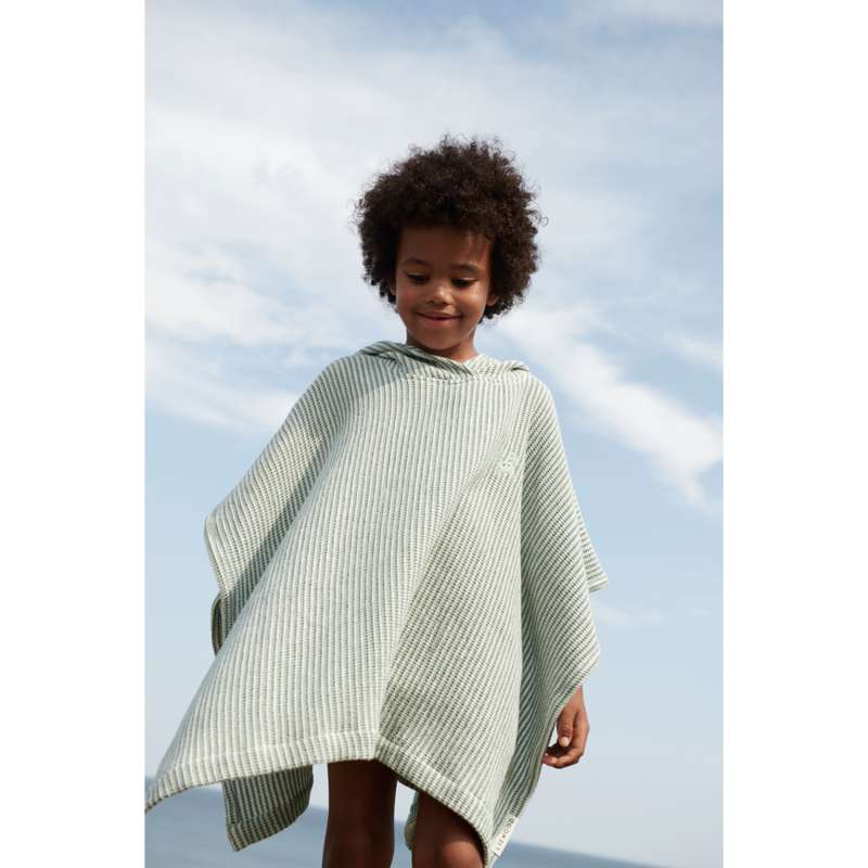 Liewood Paco Poncho - Broderet - Y/D Stripe Peppermint/Creme de la Creme