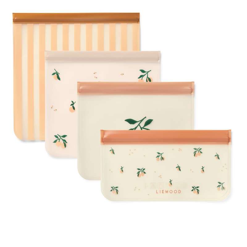 Clive Återanvändbara Förvaringspåsar - 4-pack - Persika/Snäcka 
