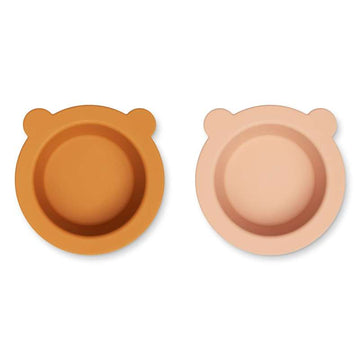 Liewood Peony Halkskydd Skål - 2-Pack - Senap/Toscana Ros Mix 