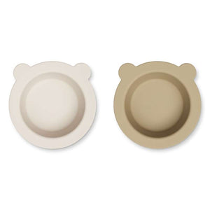 Liewood Peony Halkfri Skål - 2-Pack - Sandy/Oat 