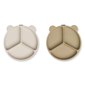 Liewood Stacy Skridsäker Rumindelad Tallrik - 2-Pack - Sandy/Oat 