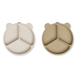 Liewood Stacy Skridsäker Rumindelad Tallrik - 2-Pack - Sandy/Oat 