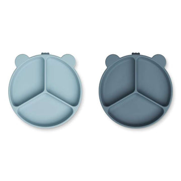 Liewood Stacy Skridsikker Rumindelad Tallrik - 2-Pack - Havblå/Valblå 