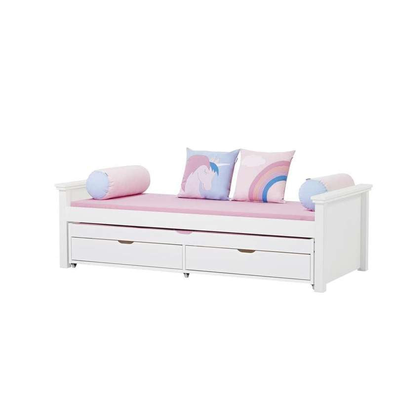 Hoppekids MAJA DELUXE - Juniorsäng m. Mellangavel och Utdragsäng - 90x200 cm. - Vit 