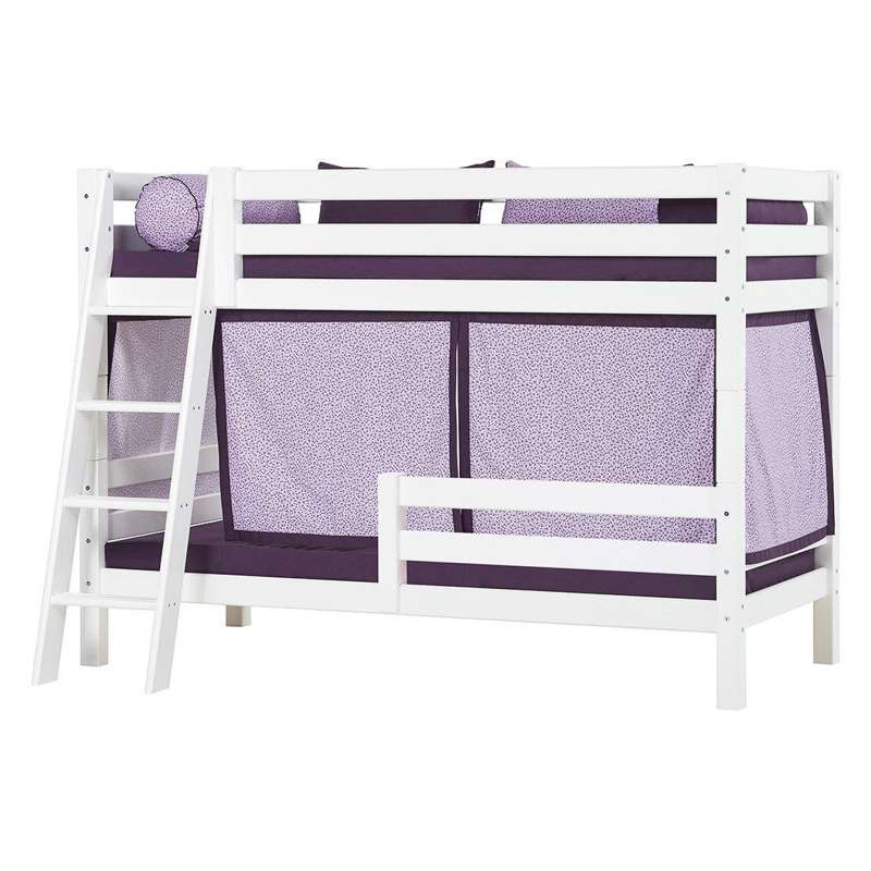 Hoppekids ECO Luxury - Våningsäng 150 cm. - 90x200 cm. - Två Sänghäster - Snedstig - Flexibel inläggsbotten - Vit 