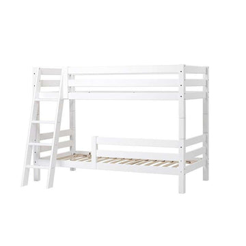 Hoppekids ECO Luxury - Våningsäng 150 cm. - 90x200 cm. - Två Sänghäster - Snedstig - Flexibel inläggsbotten - Vit 