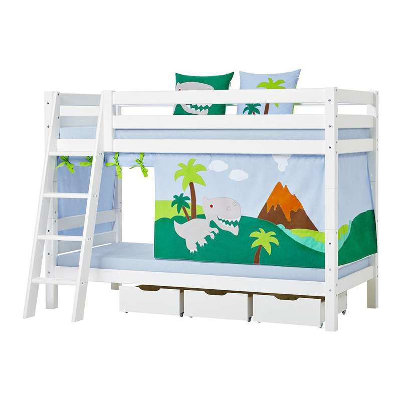 Hoppekids ECO Luxury - Våningsäng - 150 cm. - 90x200 cm. - Snedstig - Flexibel inläggsbotten - Vit 