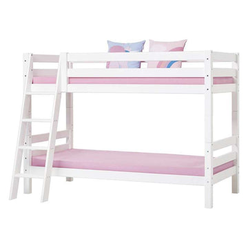 Hoppekids ECO Luxury - Våningsäng - 150 cm. - 90x200 cm. - Snedstig - Flexibel inläggsbotten - Vit 