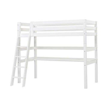 Hoppekids ECO Luxury - Loftsäng m. Bordskiva - 90x200 cm. - Sned Stege - Vit 
