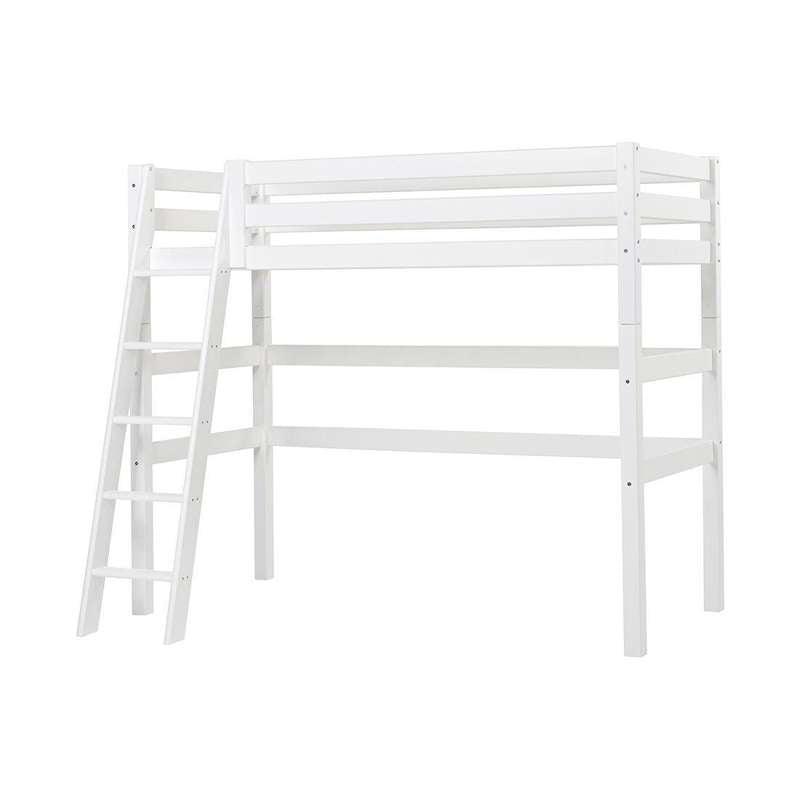 Hoppekids ECO Luxury - Loftsäng - 90x200 cm. - Snedstig - Flexibel inläggsbotten - Vit 