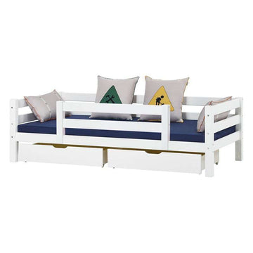 Hoppekids ECO Luxury - Juniorsäng - 90x200 cm. - 1/2 Sängskydd - Flexibel inläggsbotten - Vit 