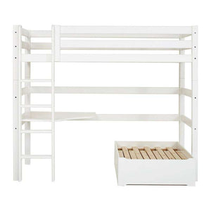 Hoppekids ECO Luxury - MEGA Säng m. Lounge Modul och Bordskiva - 90x200 cm. - Flexibel Inläggsbotten - Vit 