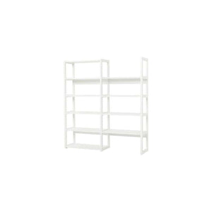 Hoppekids STOREY - Bokhylla - 2 Sektioner m. 8 Hyllor - Flera Storlekar - Vit 