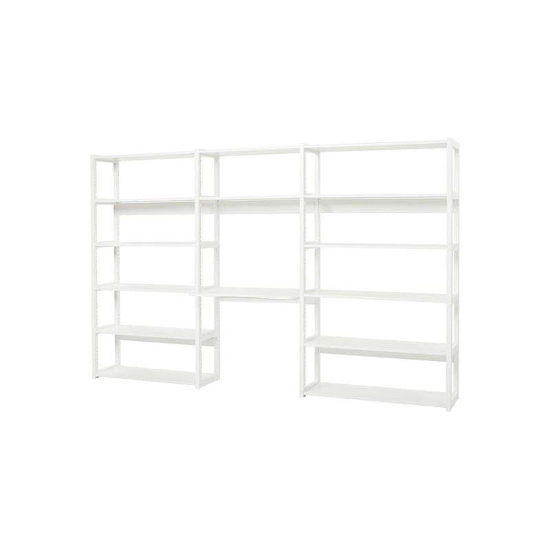 Hoppekids STOREY - Hylla - 3 Sektioner med 14 Hyllor och Skrivplatta - 80 cm. - Vit 