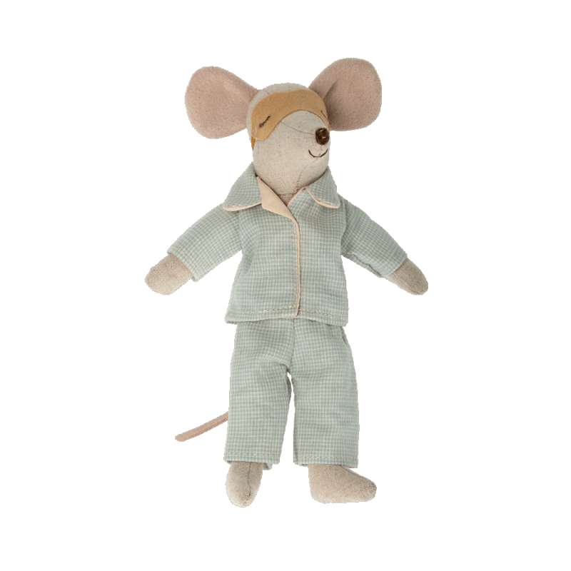 Maileg Kläder Till Far Mus - Blårandig Pyjamas med Sovmask 