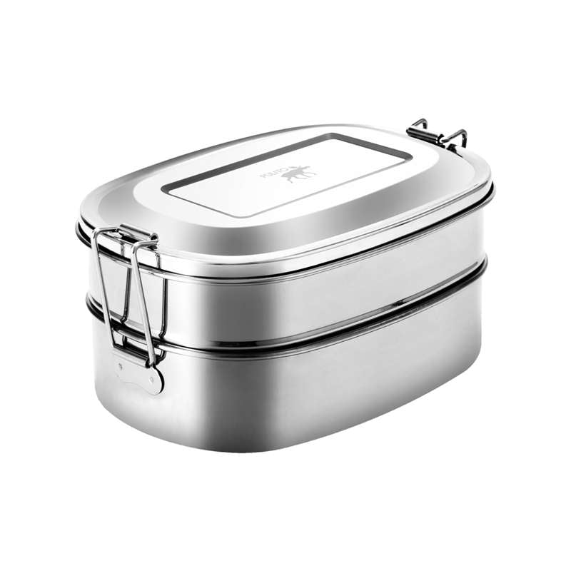 Pulito PureLunchBox Matlåda - Rostfritt Stål - 2-i-1 - Oval 