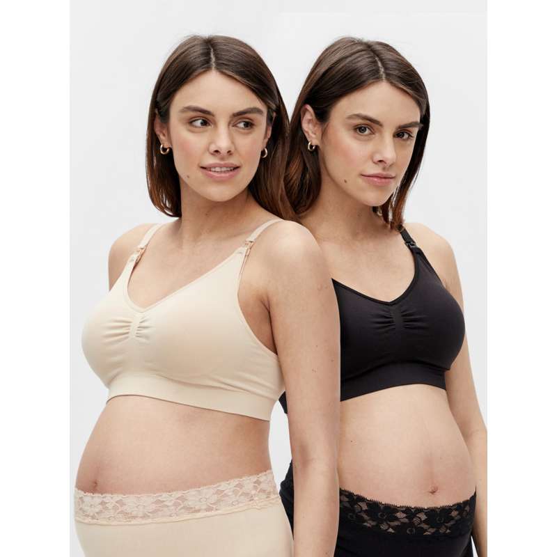 Mamalicious MLILJA Amnings-BH - 2-pack - Svart/Mellow Buff 