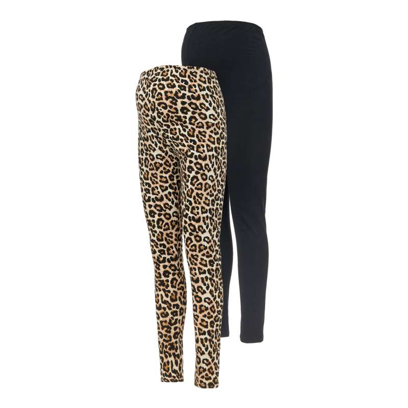 Mamalicious MLSANNI Graviditets-Leggings - 2-pack - Svart/Leopard 