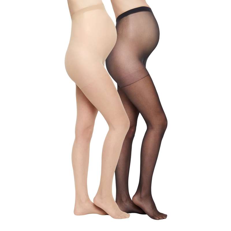 Mamalicious MLMALOU Graviditetsstrumpbyxor - 2-pack - Svart/Tan 