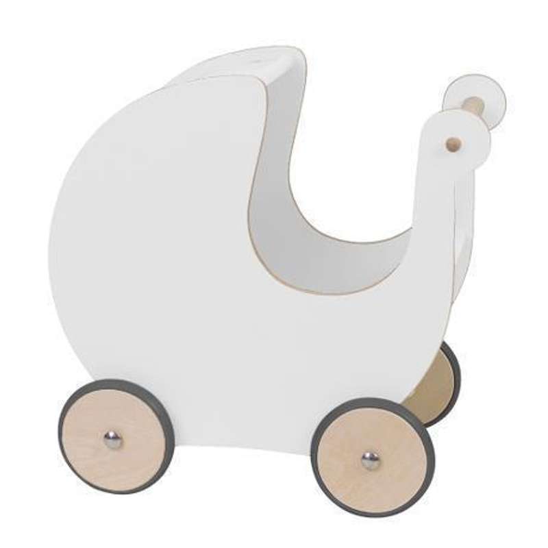 Sebra Dockvagn i trä - Vit 