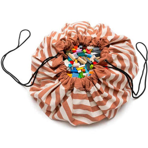 Play & Go 2-i-1 Förvaringsmatta/Lekmatta - Randig Brun 