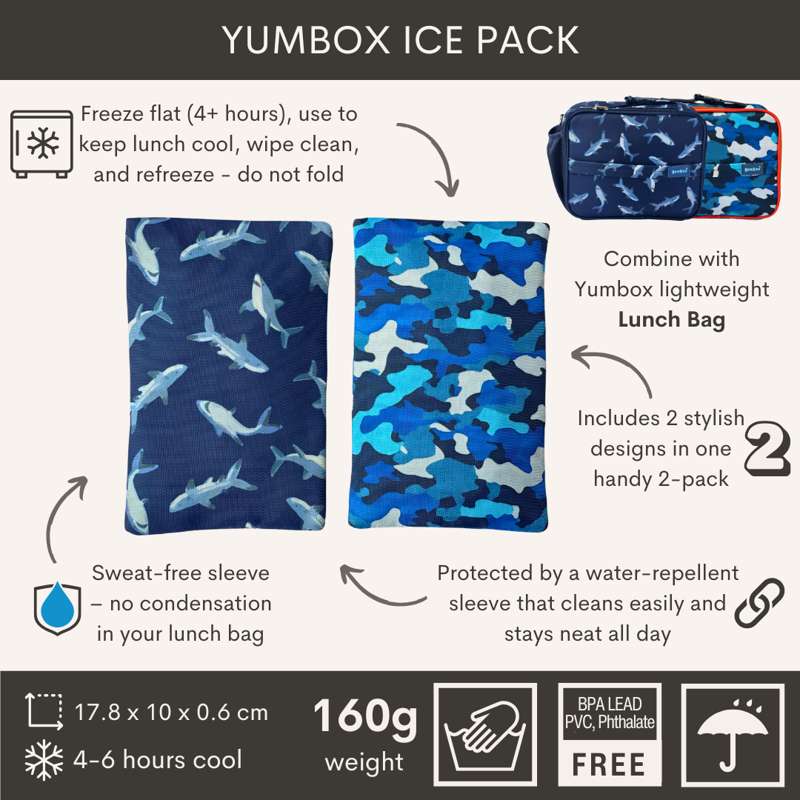 Yumbox Ice Pack Duo - Kylklampar - Shark & Camo