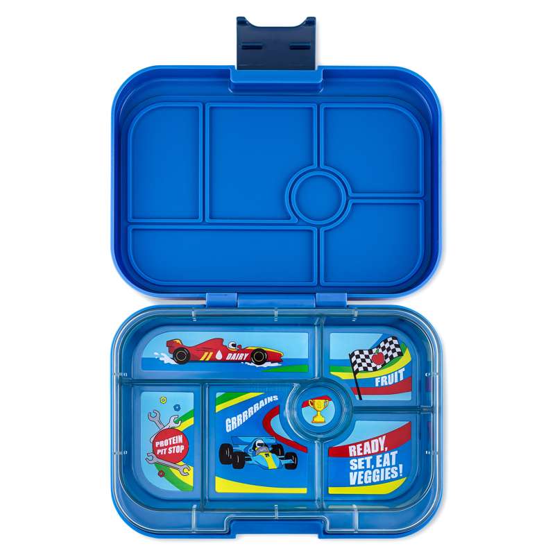 Yumbox Matlåda - Original - 6 fack - Surf Blue/Racerbilar 