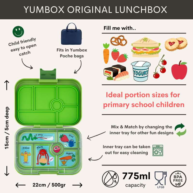 Yumbox Matlåda - Original - 6 rum - Roar Red/Racingbilar 