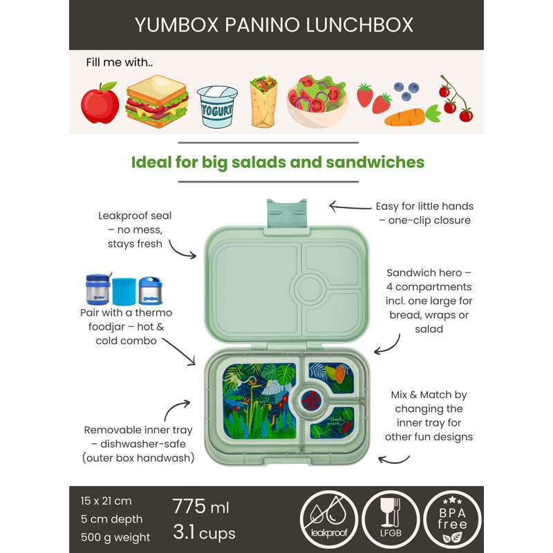 Yumbox Madkasse - Panino - 4 rum - Power Pink/Swan
