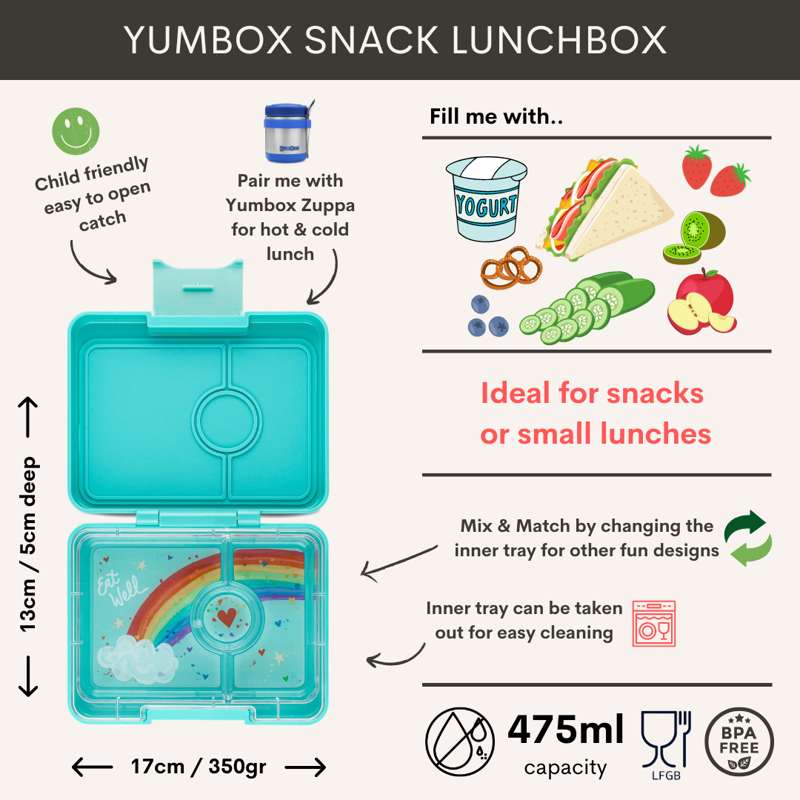Yumbox Matlåda - Minisnack - 3 fack - Power Pink/Regnbåge 