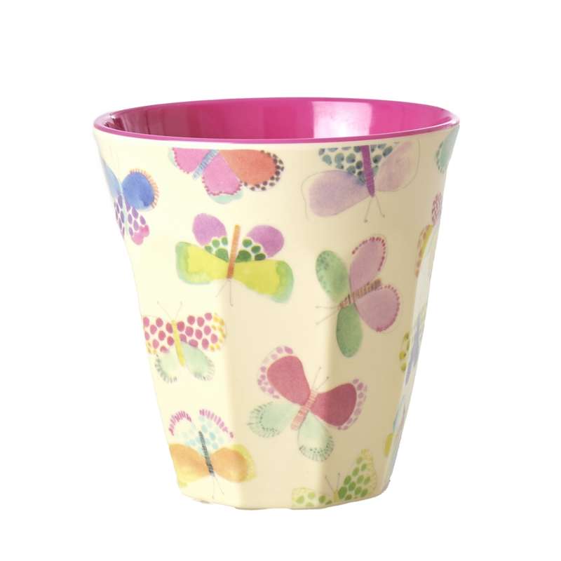 RICE Kopp - Medium - Fjäril - Rosa 