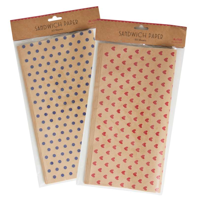 RICE 50 Stk. Smörpapper - Dots - Blå 