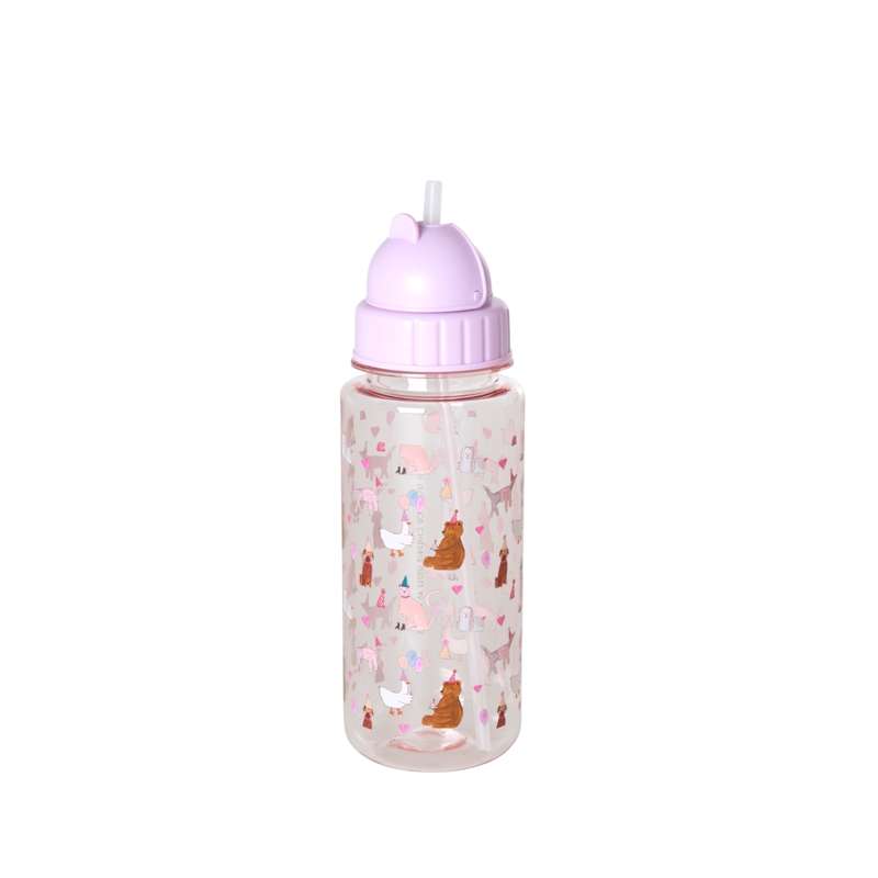 RICE Drickflaska med Sugrörsfunktion - Party Animal - 500 ml. - Rosa 