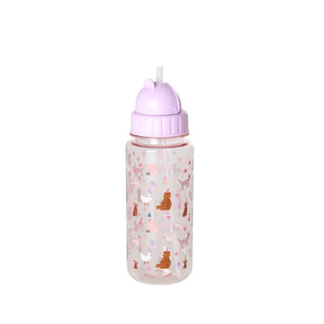 RICE Drickflaska med Sugrörsfunktion - Party Animal - 500 ml. - Rosa 