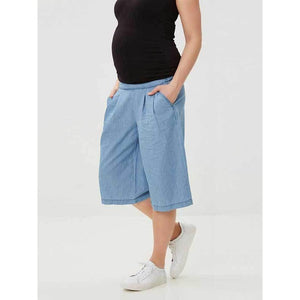 Mamalicious Tanja vente / graviditets shorts - Light blue demin-Graviditetsshorts-Mammashop.dk